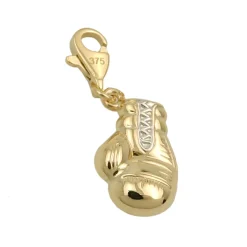 Charm Einhänger Boxhandschuh bicolor 375 Gold Gelbgold Anhänger 14x10mm