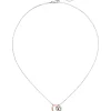 Collier Ankerkette mit Anhänger 925 Silber bicolor vergoldet 18 Zirkonia 42-45cm