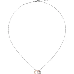 Collier Ankerkette mit Anhänger 925 Silber bicolor vergoldet 18 Zirkonia 42-45cm