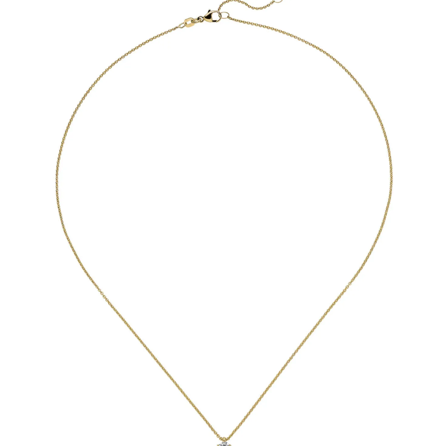 Collier Ankerkette mit Anhänger Solitär Diamant 0.15Ct 585 Gelbgold 45cm