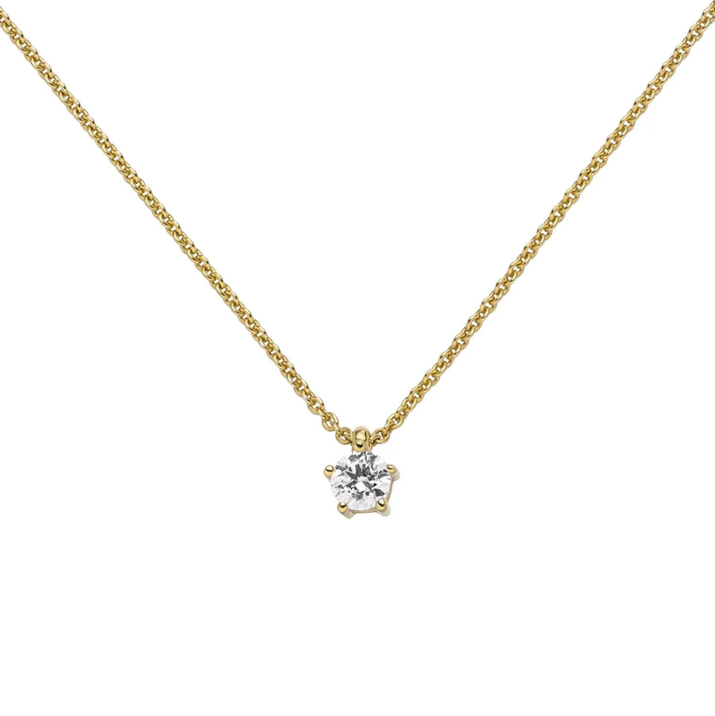 Collier Ankerkette mit Anhänger Solitär Diamant 0.15Ct 585 Gelbgold 45cm