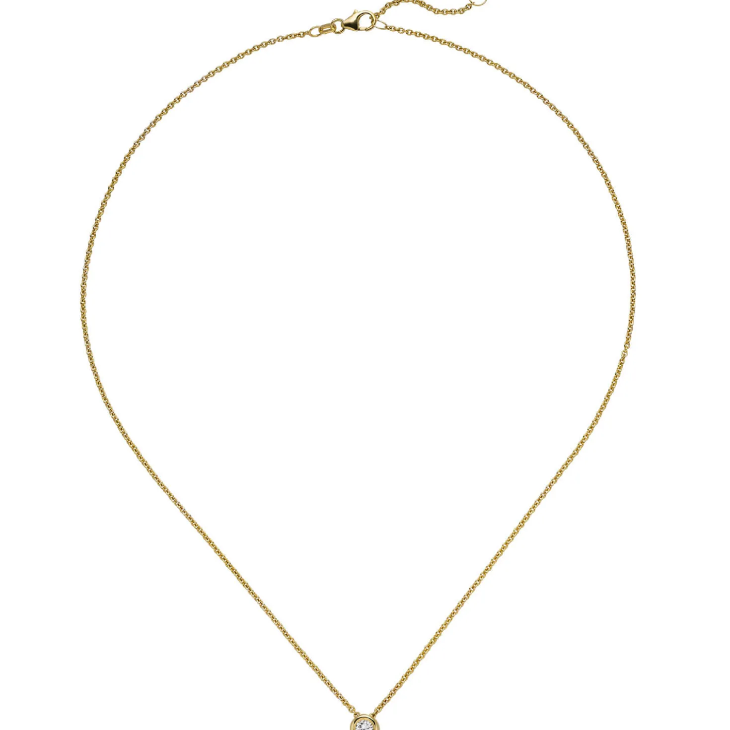 Collier Ankerkette mit Anhänger Solitär Diamant 0.15Ct 585 Gelbgold 45cm
