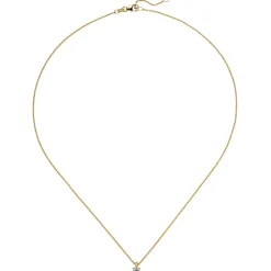 Collier Ankerkette mit Anhänger Solitär Diamant 0.15Ct 585 Gelbgold 45cm