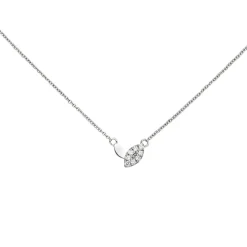 Collier Ankerkette mit Anhänger 585 Weißgold 8 Diamanten 0.06Ct 42-45cm