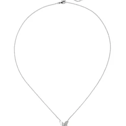 Collier Ankerkette Schmetterling mit 20 Diamanten 0.09Ct W/SI 585 Gold Weißgold