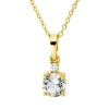 Collier aus 750 Gelbgold Amethyst 0,46ct grün Brillant 0,03ct TW-SI L:45cm