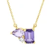 Collier aus 750 Gelbgold 2 Amethyste 0,92ct lila Brillant 0,05ct TW-SI L:40,6cm