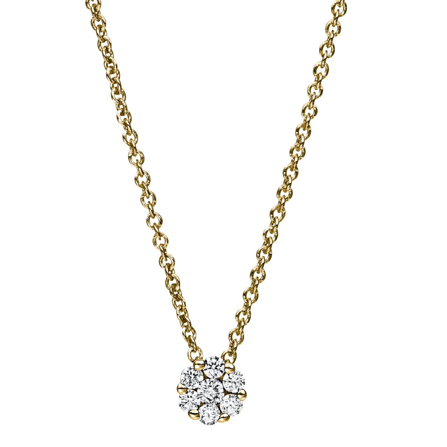 Collier aus 750 Gelbgold 6 Brillanten 0,13ct TW-SI 1 Brillant 0,04ct TW-SI L:42cm