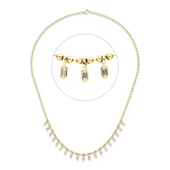 Collier aus 585 Gelbgold 19 Diamanten Baguette-Schliff 0,59ct TW-SI L:45,7cm