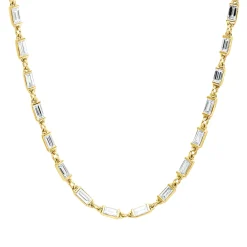 Collier aus 750 Gelbgold 62 Diamanten Baguette-Schliff 3,01ct TW-VSI L:40,6cm