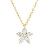Collier aus 750 Gelbgold 5 Diamanten Navette-Schliff 0,25ct TW-SI L:45cm