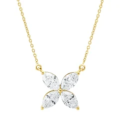 Collier aus 750 Gelbgold 4 Diamanten Navette-Schliff 0,75ct TW-VSI/SI L:45cm