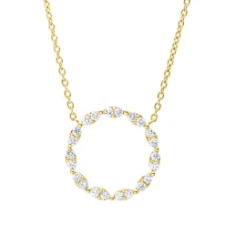 Collier aus 750 Gelbgold 2 Diamanten Oval-Schliff 0,38ct TW-SI L:45,7cm