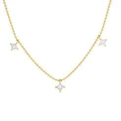 Collier aus 750 Gelbgold 5 Diamanten Prinzess-Schliff 0,49ct TW-SI L:46cm