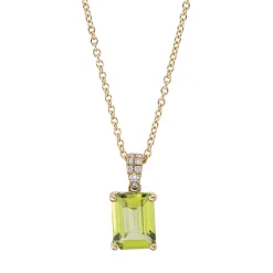 Collier aus 750 Gelbgold Peridot 1,54ct grün 8 Brillanten 0,04ct TW-SI L:45cm