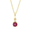 Collier aus 750 Gelbgold Rubin 0,42ct rot Brillant 0,02ct TW-SI L:45cm 4er-Krappe