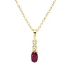 Collier aus 750 Gelbgold Rubin 0,28ct rot 2 Brillanten 0,03ct TW-SI L:45cm
