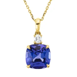 Collier aus 750 Gelbgold Tansanit 3,76ct blau Brillant 0,12ct TW-SI L:45,7cm