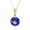 Collier aus 585 Gelbgold Tansanit 2,5ct blau 3 Brillanten 0,03ct TW-SI L:45,7cm