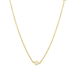Collier aus 750 Gold Gelbgold 7 Brillanten 0,47ct I-SI L:45,7cm Zarge