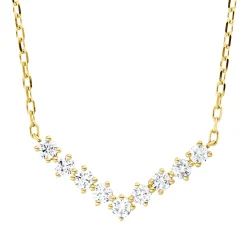 Collier aus 750 Gold Gelbgold 9 Brillanten 0,36ct TW-PI L:45,7cm