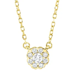 Collier aus 750 Gold Gelbgold 9 Brillanten 0,11ct TW-SI L:45,7cm