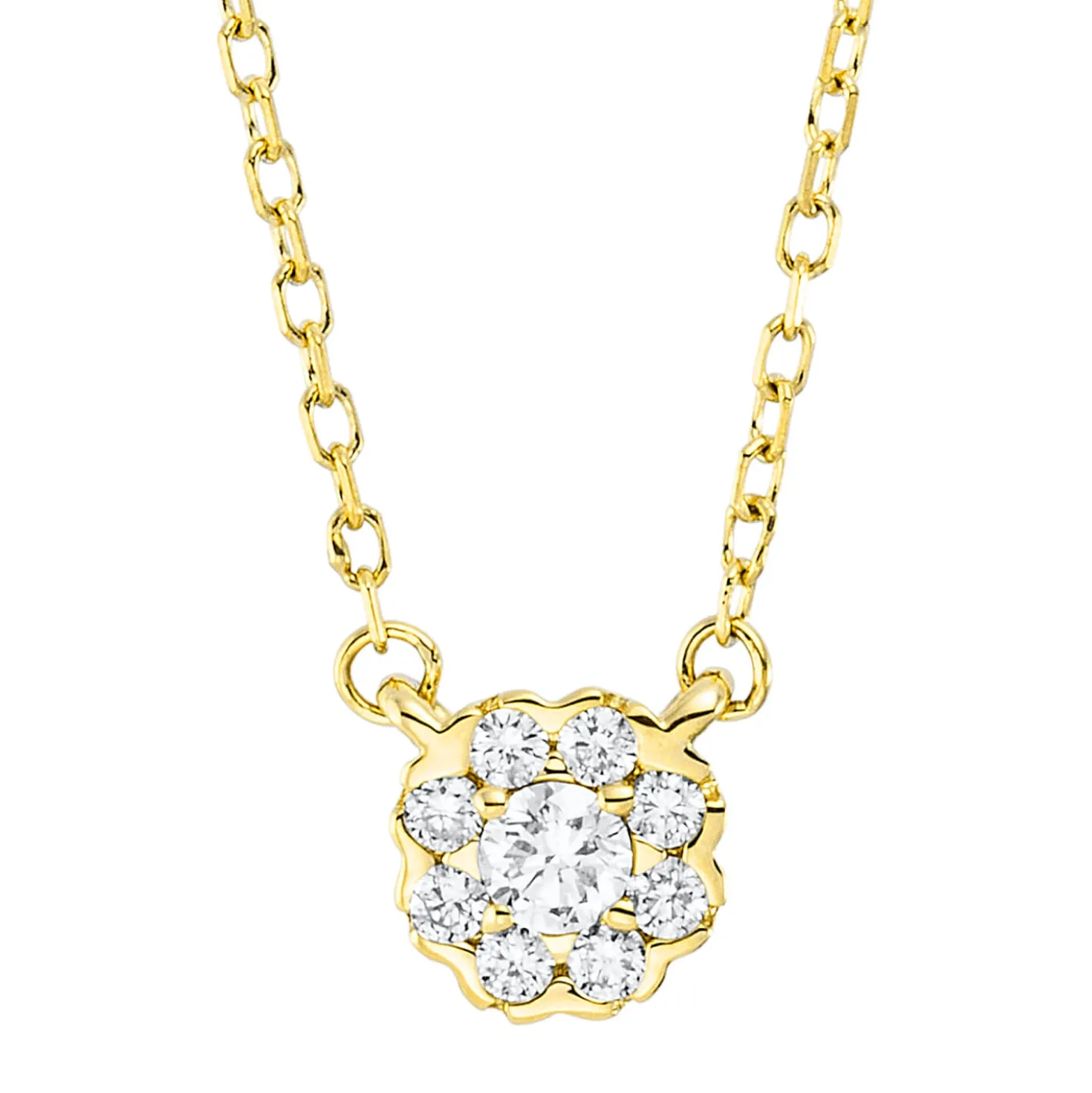 Collier aus 750 Gold Gelbgold 9 Brillanten 0,11ct TW-SI L:45,7cm