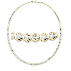 Collier aus 750 Gold Gelbgold 59 Brillanten 4,65ct TW-SI L:42cm