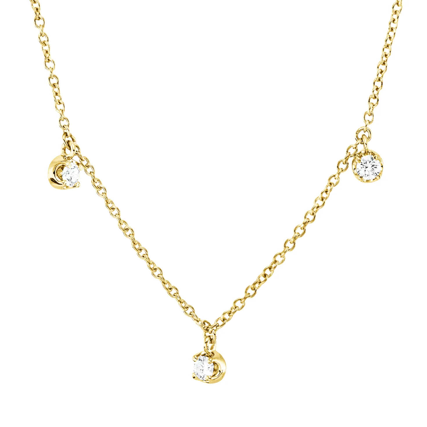 Collier aus 750 Gold Gelbgold 7 Brillanten 0,49ct TW-SI L:45cm