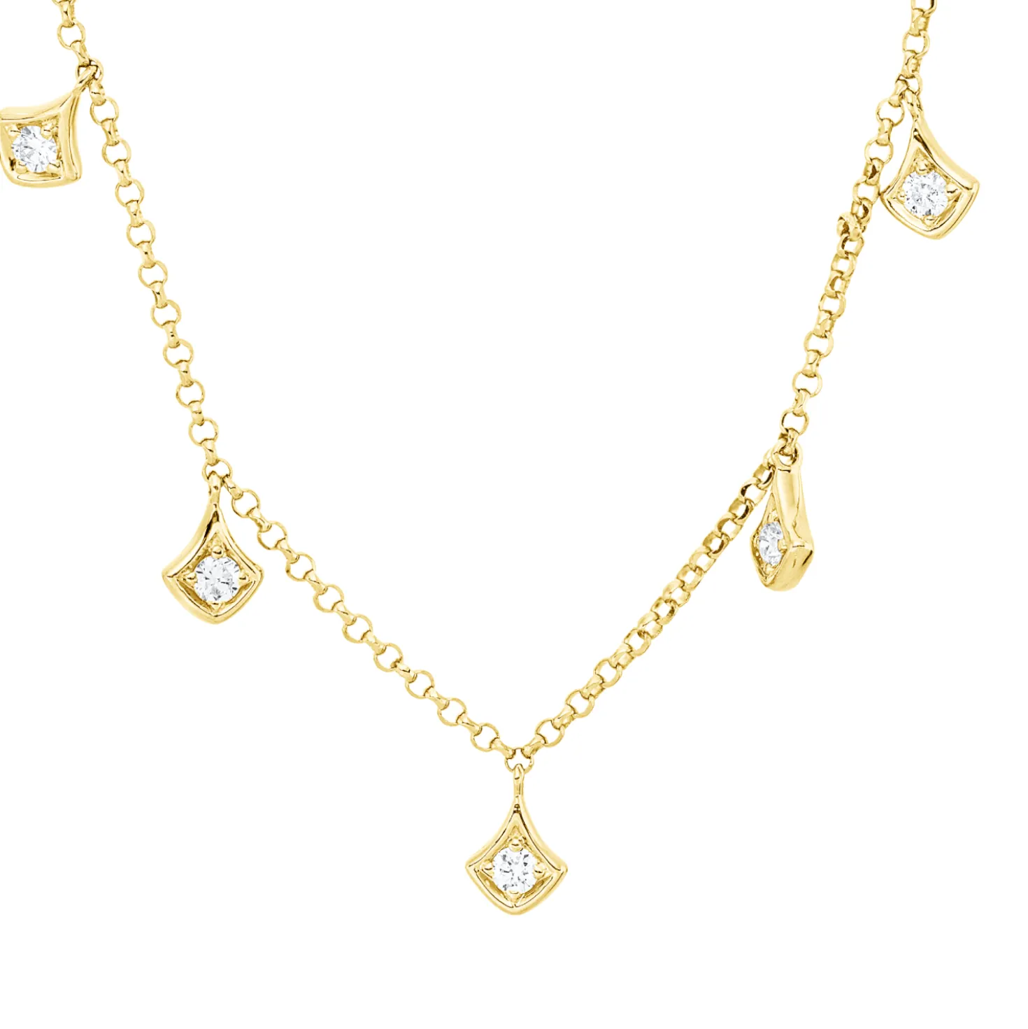 Collier aus 750 Gold Gelbgold 7 Brillanten 0,15ct TW-SI L:43cm