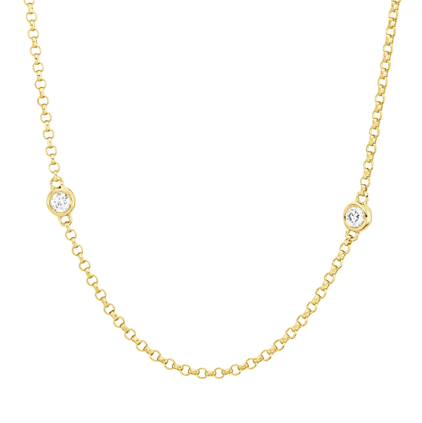 Collier aus 750 Gold Gelbgold 7 Brillanten 0,18ct TW-SI L:43cm