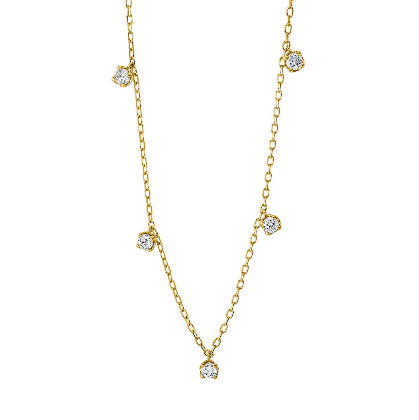Collier aus 750 Gold Gelbgold 5 Brillanten 0,36ct TW-SI L:41cm