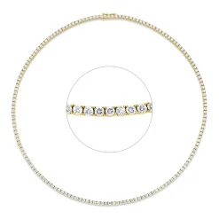 Collier aus 750 Gold Gelbgold 168 Brillanten 8,23ct TW-SI L:42,5cm 4er-Krappe
