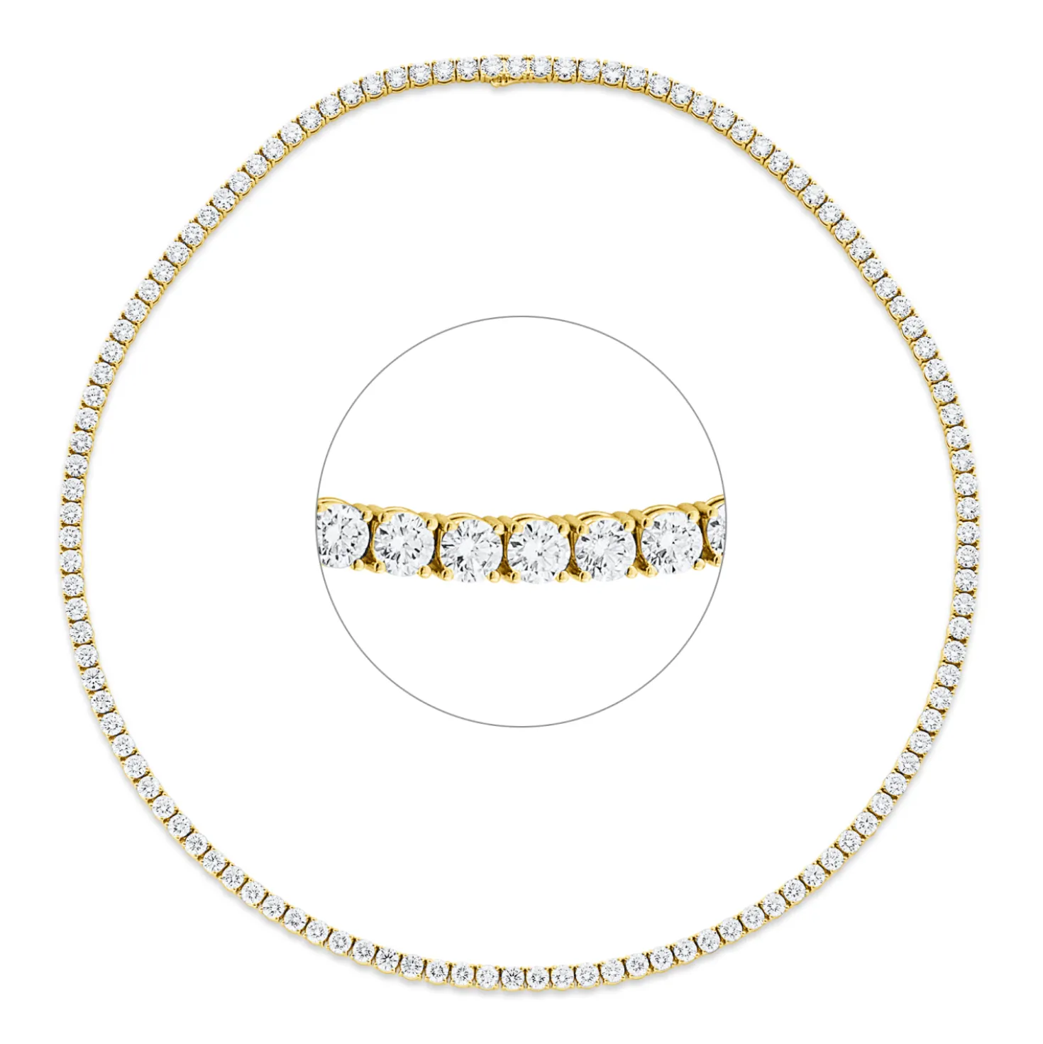 Collier aus 750 Gold Gelbgold 117 Brillanten 16,37ct TW-SI L:42cm 4er-Krappe