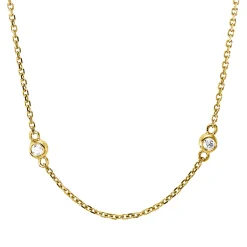 Collier aus 750 Gold Gelbgold 10 Brillanten 0,49ct TW-VSI/SI L:50,8cm Zarge