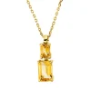Collier aus 750 Gold Gelbgold 2 Citrine 0,8ct gelb L:45cm 4er-Krappe