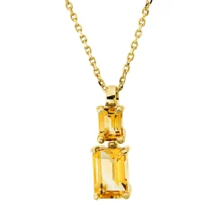 Collier aus 750 Gold Gelbgold 2 Citrine 0,8ct gelb L:45cm 4er-Krappe