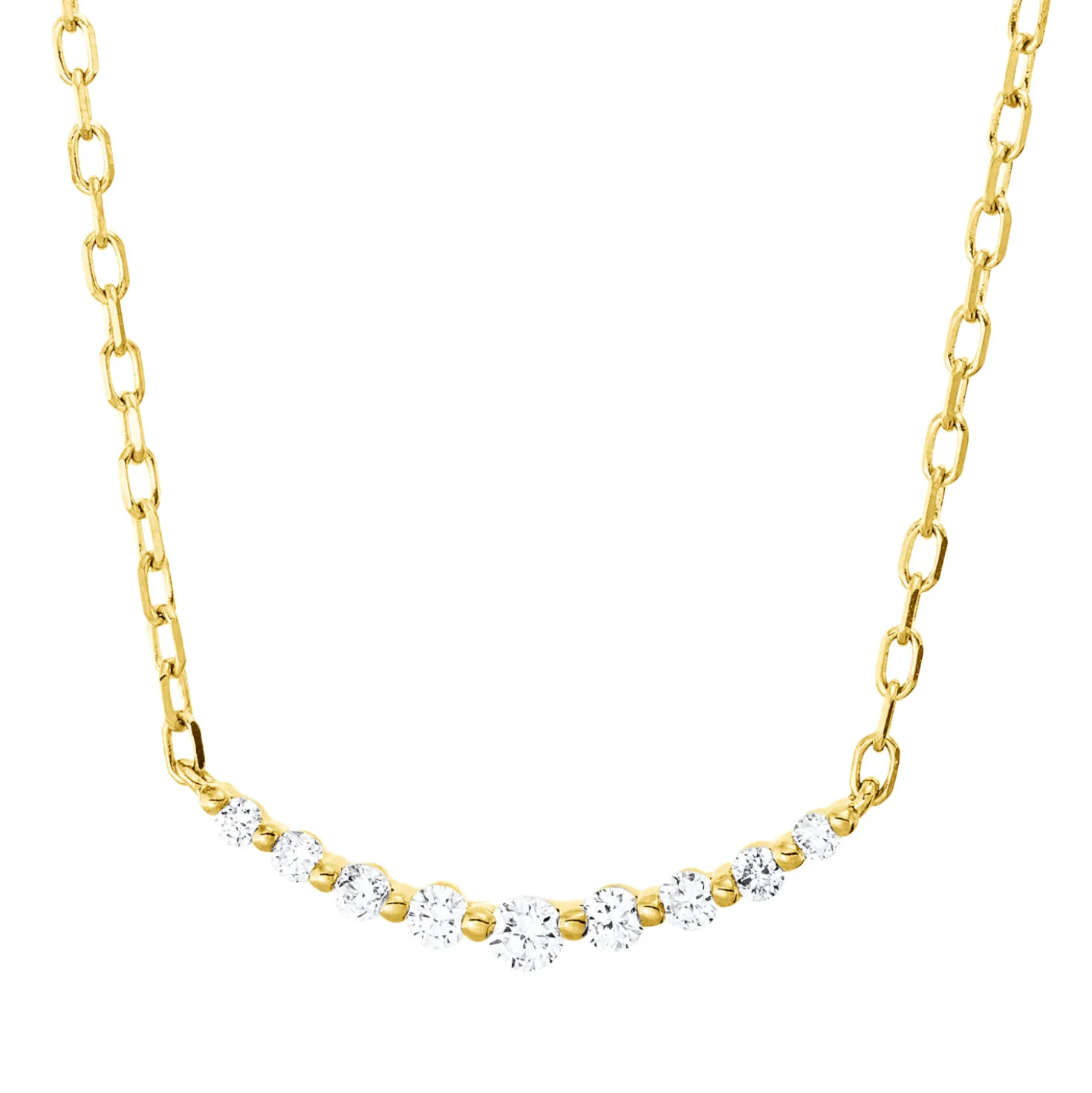 Collier aus 750 Gold Gelbgold 9 Diamanten 0,13ct TW-PI L:45,7cm