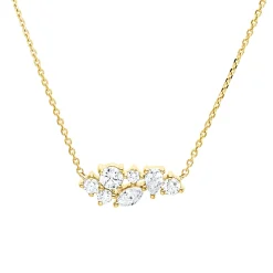 Collier aus 750 Gold Gelbgold 7 Diamanten 0,34ct TW-SI L:45cm