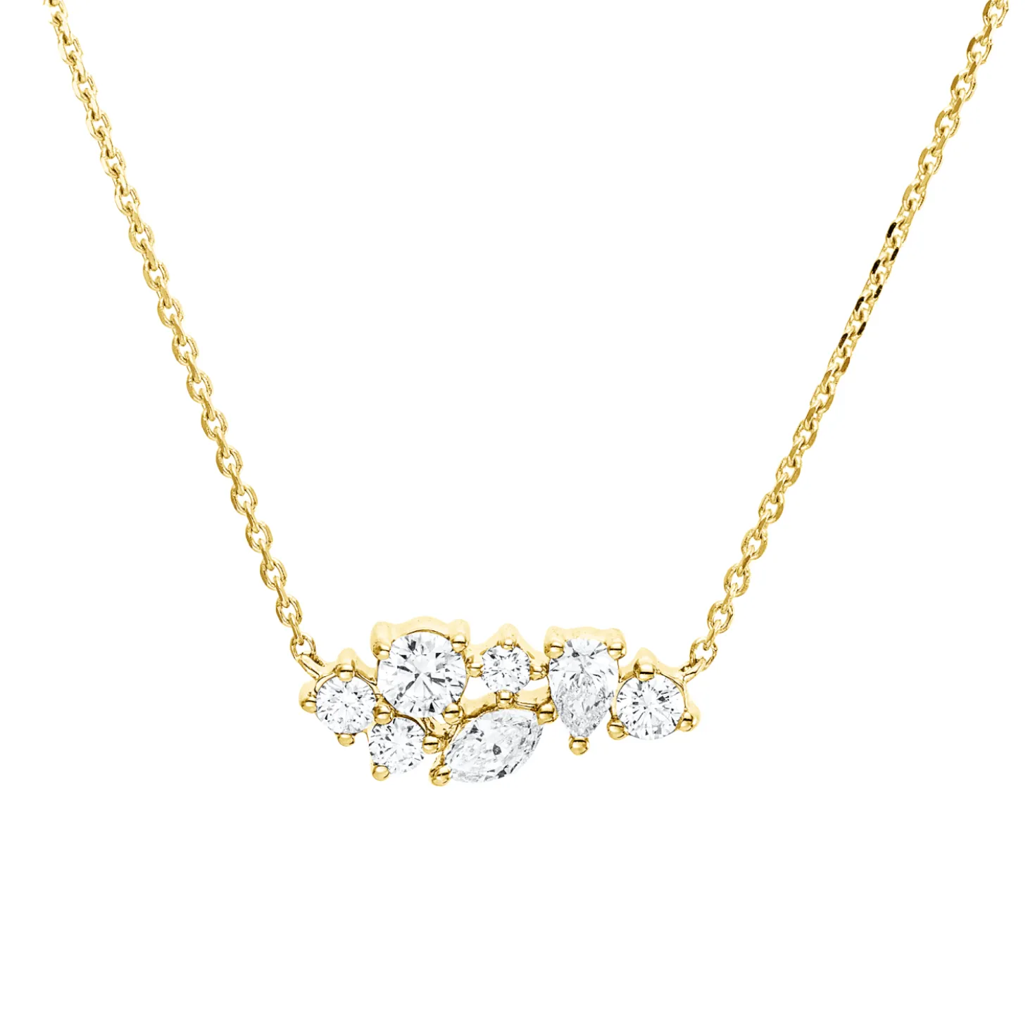 Collier aus 750 Gold Gelbgold 7 Diamanten 0,34ct TW-SI L:45cm