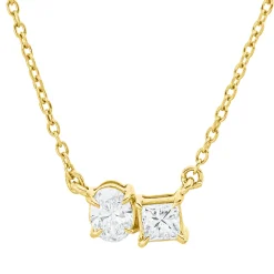 Collier aus 750 Gold Gelbgold 2 Diamanten 0,29ct TW-SI L:45cm