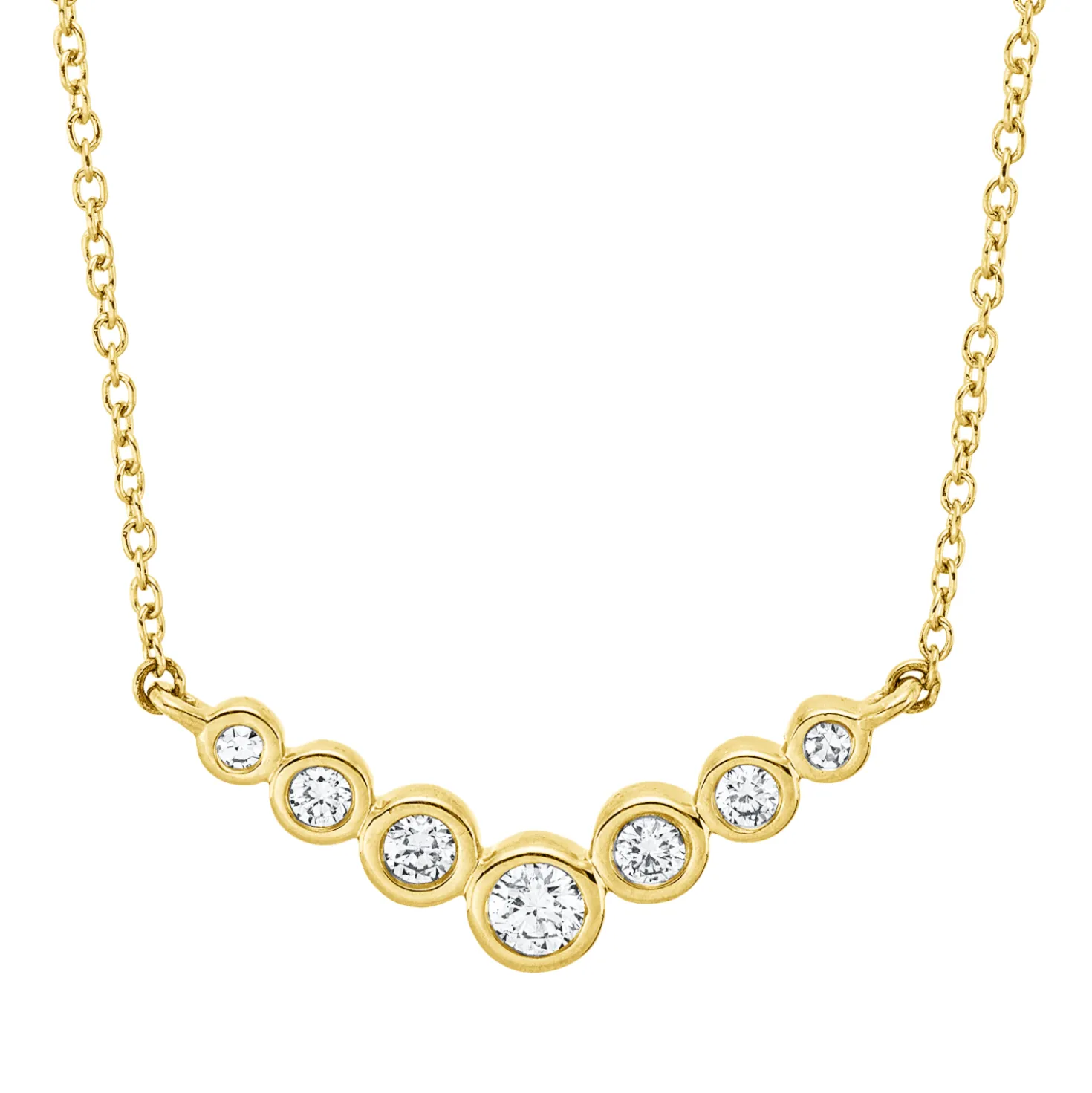 Collier aus 750 Gold Gelbgold 7 Diamanten 0,19ct TW-SI L:42cm