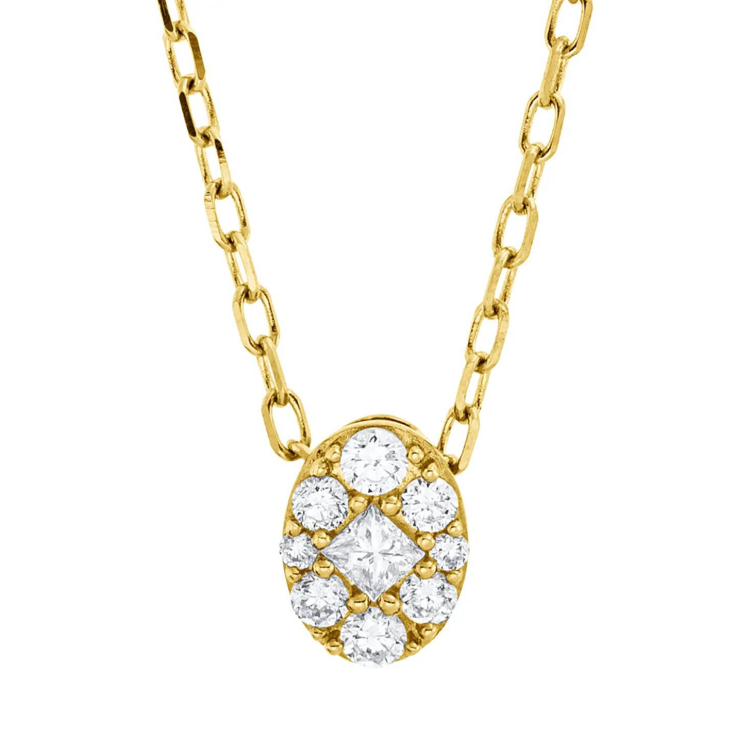 Collier aus 750 Gold Gelbgold 9 Diamanten 0,13ct TW-SI L:45,7cm
