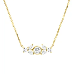 Collier aus 750 Gold Gelbgold 7 Diamanten 0,38ct TW-SI L:45cm