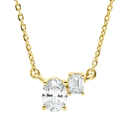 Collier aus 750 Gold Gelbgold 2 Diamanten 0,41ct TW-SI L:45cm