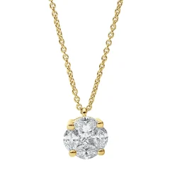Collier aus 750 Gold Gelbgold 5 Diamanten 0,55ct TW-SI L:45cm