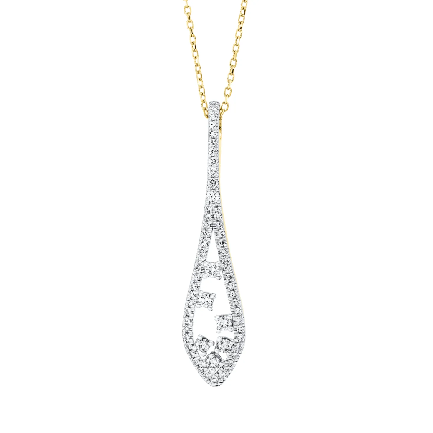 Collier aus 750 Gold Gelbgold 60 Diamanten 0,36ct TW-SI L:45cm