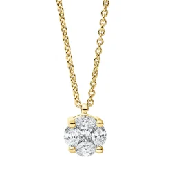 Collier aus 750 Gold Gelbgold 5 Diamanten 0,23ct TW-SI L:45cm