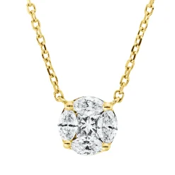 Collier aus 750 Gold Gelbgold 5 Diamanten 0,24ct TW-SI L:45cm