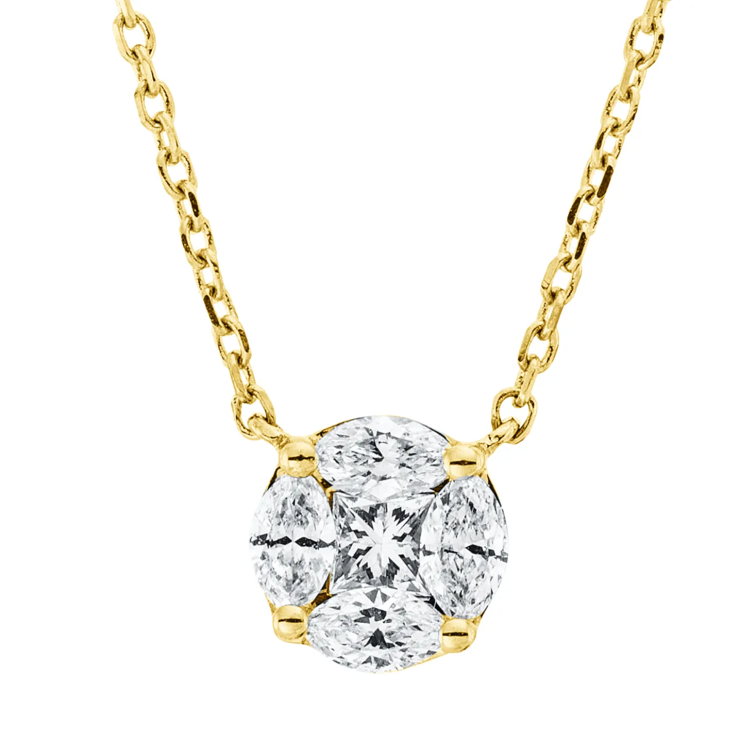 Collier aus 750 Gold Gelbgold 5 Diamanten 0,24ct TW-SI L:45cm